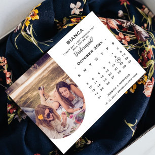 Elegant calligraphy calendar bridesmaid proposal   invitation