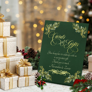 Elegant Calligraphy Card & Gifts - Emerald/Gold Pedestal Sign