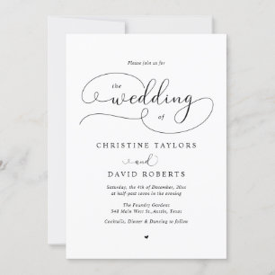 Elegant Calligraphy, Casual Wedding Invitation