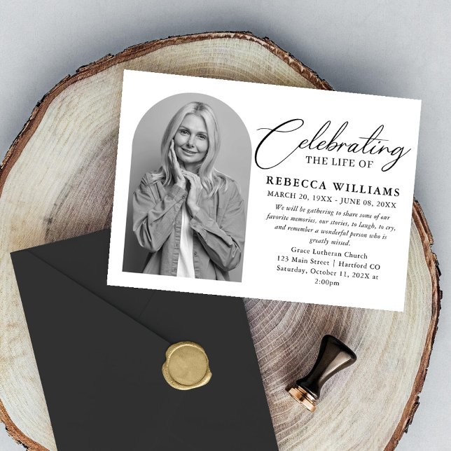 Elegant Calligraphy Celebration of Life Funeral Invitation (Creator Uploaded)