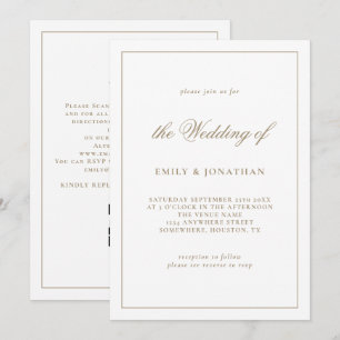 Elegant Calligraphy Champagne Gold Wedding Invitation