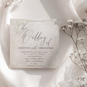 Elegant Calligraphy Champagne Gold Wedding  Invitation