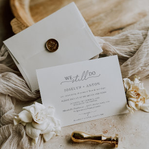 Elegant Calligraphy Chic Grey Vow Renewal Invitation