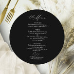Elegant Calligraphy Circle Wedding Menu Card<br><div class="desc">Capture the timeless elegance of your special day with our simple,  chic calligraphy black and white wedding suite.</div>