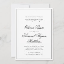 Elegant Calligraphy Classic Border White Wedding