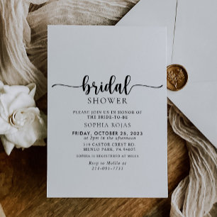 Elegant Calligraphy Classic Bridal shower Invitation