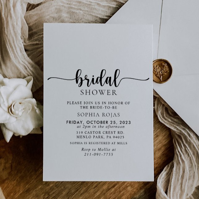Elegant Calligraphy Classic Bridal shower  Invitation (Creator Uploaded)