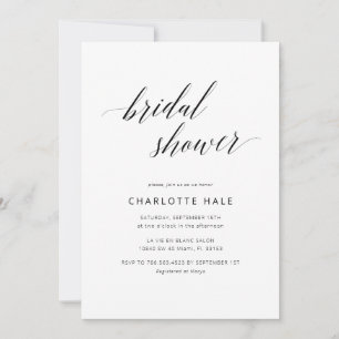 Elegant Calligraphy Classic Bridal Shower Invitation