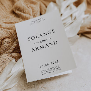 Elegant Calligraphy Classic Folded Wedding Program Programme