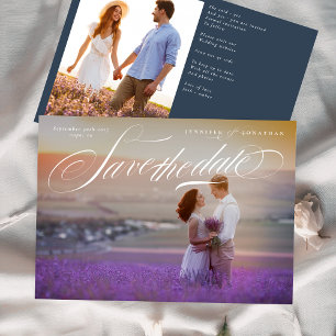 Elegant Calligraphy Classic QR Code Two Photo Save The Date