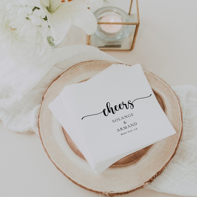 Elegant Calligraphy Classic Wedding Cheers Napkins (Creator Uploaded)