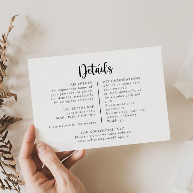 Elegant Calligraphy Classic Wedding Details  Enclosure Card (Creator Uploaded)