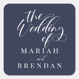 Elegant Calligraphy Classic Wedding Square Sticker