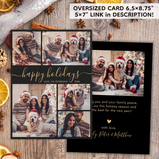 Elegant Calligraphy Collage Christmas Happy Holiday Card (Creator Uploaded)