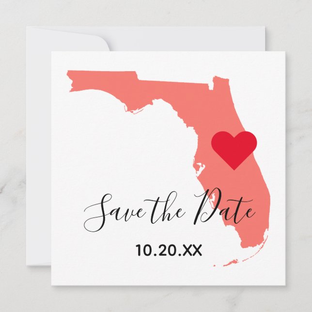 Elegant Calligraphy Coral Florida Save the Date (Front)