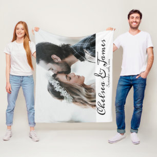 Elegant Calligraphy Couple Photo  Fleece Blanket