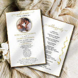 Elegant Calligraphy Custom Photo Wedding Program