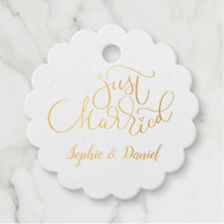 Elegant Calligraphy Customisable Just Married Favour Tags