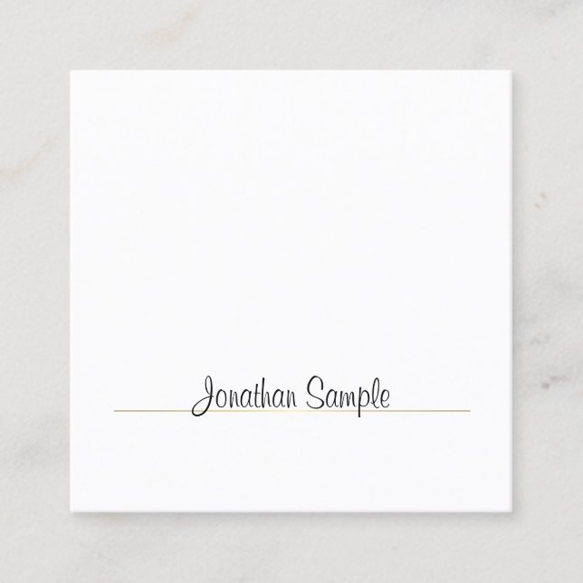 Elegant Calligraphy Design Gold Plain Luxe Trendy Square Business Card (Front)