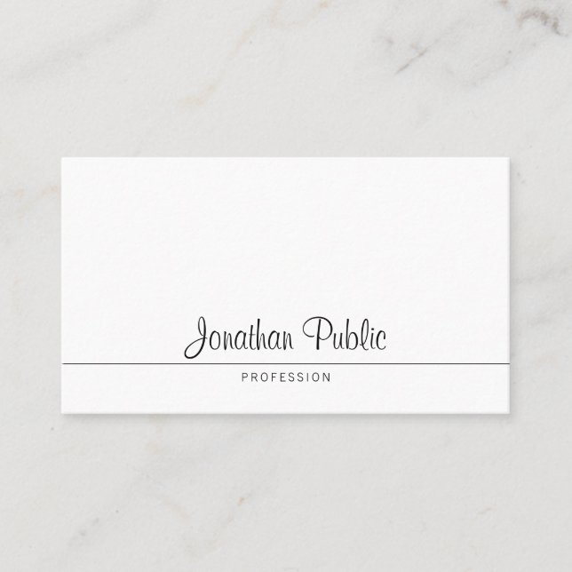 Elegant Calligraphy Design Trendy Minimalist Plain Business Card (Front)