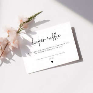 Elegant Calligraphy Diaper Raffle card Baby Shower
