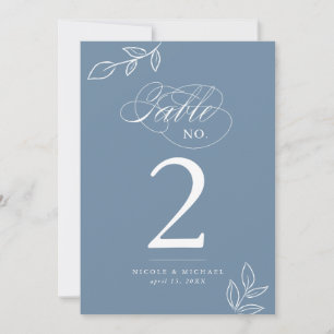 Elegant Calligraphy Dusty Blue Table Number