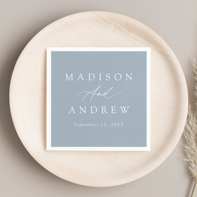 Elegant Calligraphy Dusty Blue Wedding Napkin (Creator Uploaded)