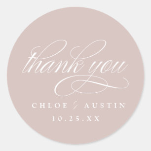 Elegant Calligraphy Dusty Pink Wedding Stickers
