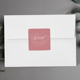 Elegant Calligraphy Dusty Rose Graduation Square Sticker
