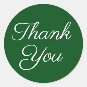 Elegant Calligraphy Emerald Green Thank You Classic Round Sticker
