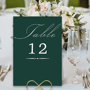 Elegant Calligraphy Emerald Green Wedding Table Number