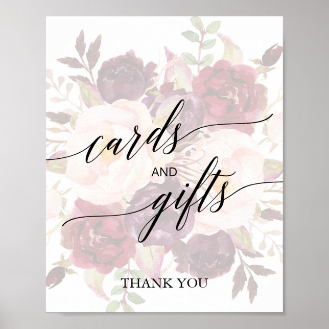 Elegant Calligraphy | Faded Floral Cards & Gifts Poster (Front)