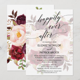 Elegant Calligraphy   Faded Floral Elopement Invitation