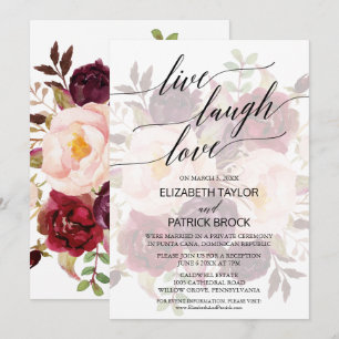 Elegant Calligraphy   Faded Floral Live Laugh Love Invitation