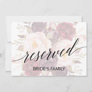 Elegant Calligraphy Faded Floral Reserved Sign