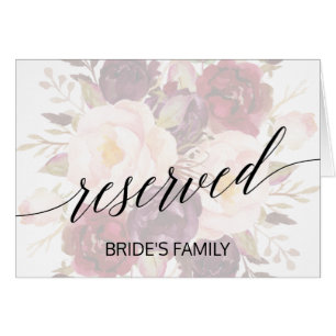 Elegant Calligraphy Faded Floral Reserved Sign