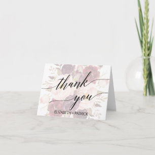 Elegant Calligraphy   Faded Floral Thank You Card