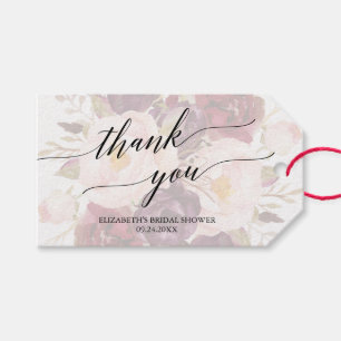 Elegant Calligraphy   Faded Floral Thank You Favou Gift Tags
