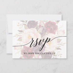 Elegant Calligraphy Faded Floral Website RSVP Card