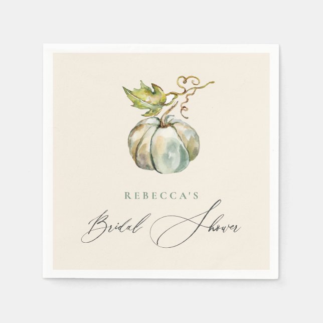 Elegant Calligraphy Fall Pumpkin Bridal Shower Napkin (Front)