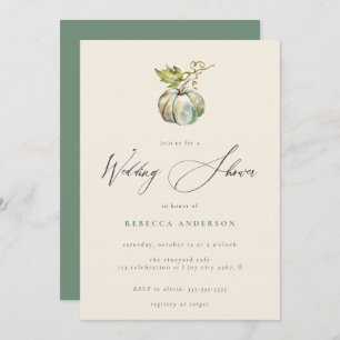 Elegant Calligraphy Fall Pumpkin Wedding Shower Invitation
