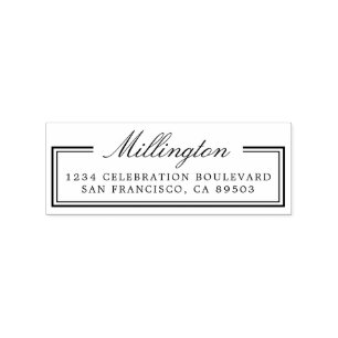 Elegant Calligraphy Family Name Return Address Rubber Stamp