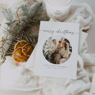 Elegant Calligraphy Family Photo Christmas Card