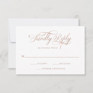 Elegant Calligraphy   Faux Rose Gold Wedding RSVP Card