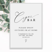 Elegant Calligraphy Favour Cigar Bar Wedding Sign