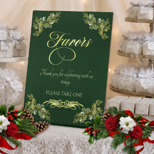 Elegant Calligraphy Favours - Emerald/Gold Pedestal Sign