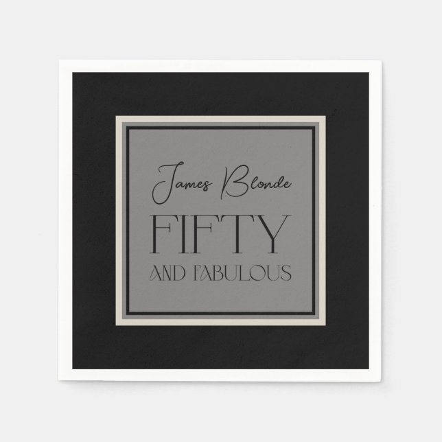 Elegant Calligraphy Fifty & Fabulous Unisex Napkin (Front)
