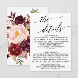 Elegant Calligraphy Floral Back Details Card