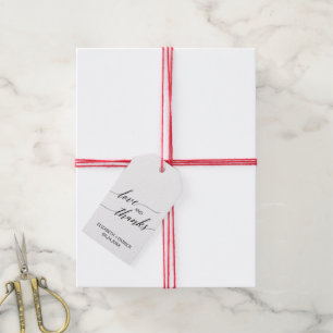 Elegant Calligraphy Floral Backing Love & Thanks Gift Tags