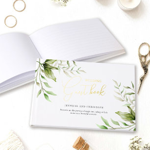 Elegant Calligraphy Floral Eucalyptus Wedding Guest Book